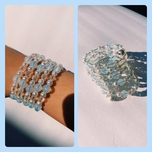 Imitation Pearl Spiral Bracelet